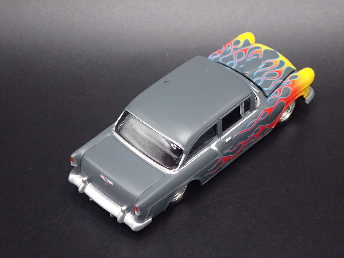 1955 55 CHEVY CHEVROLET BEL AIR GRAY 1:64 SCALE DIORAMA DIECAST MODEL CAR