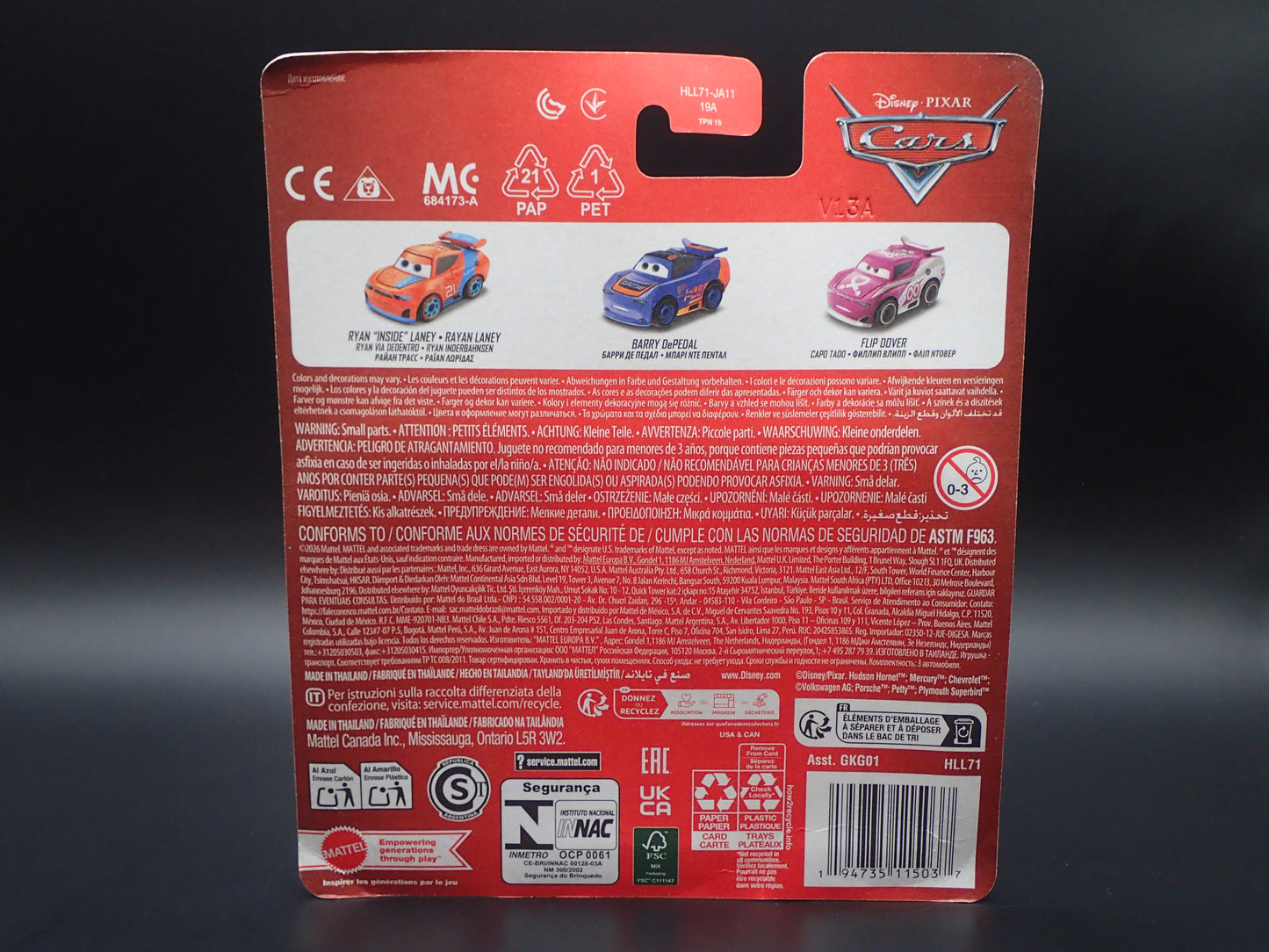 2026 DISNEY PIXAR CARS MINI RACERS 3 PACK RYAN LANEY, DEPEDAL, FLIP DOVER