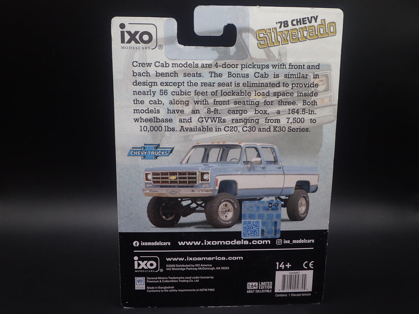 2026 IXO 1978 CHEVROLET SILVERADO K30 CREW CAB RAW CHASE 1:64 DIECAST MODEL CAR