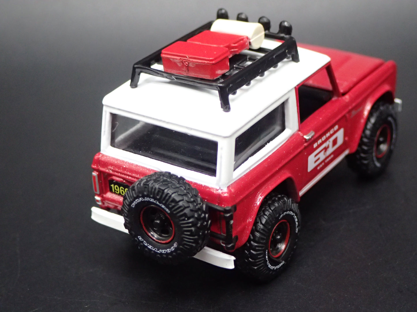 1966 66 FORD BRONCO 4X4 RED 60TH ANNIVERSAY 1:64 SCALE DIORAMA DIECAST MODEL CAR