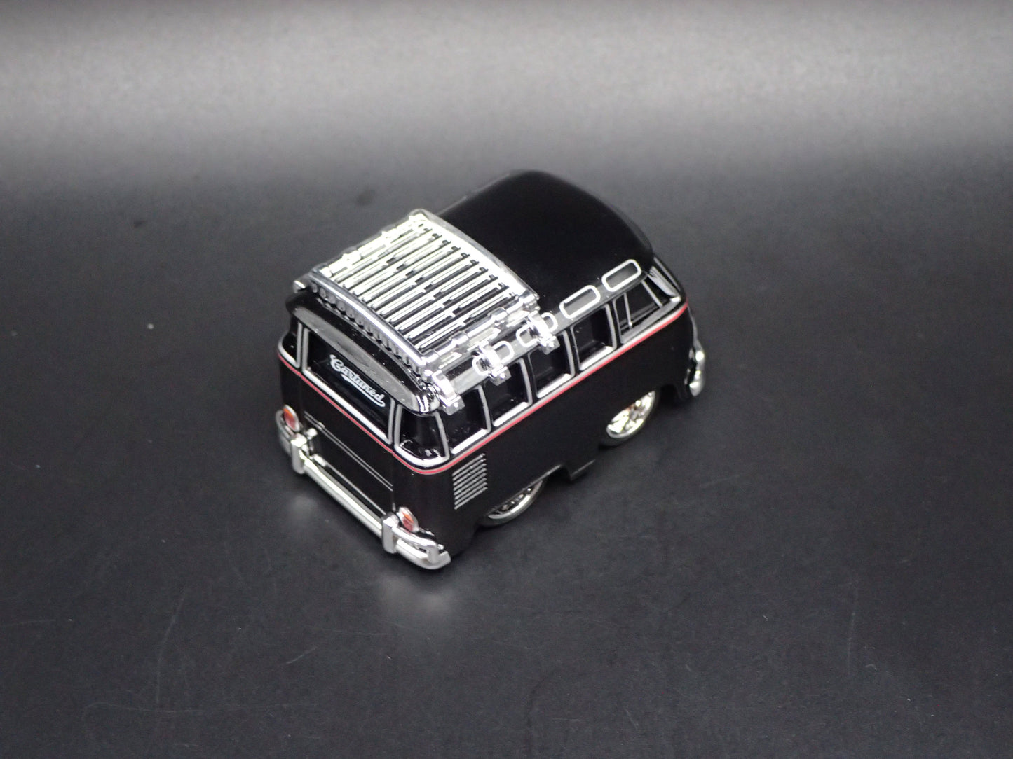 VW TYPE 2 T1 BUS CAR TUNED BLACK 1:64 SCALE DIORAMA DIECAST MODEL CAR