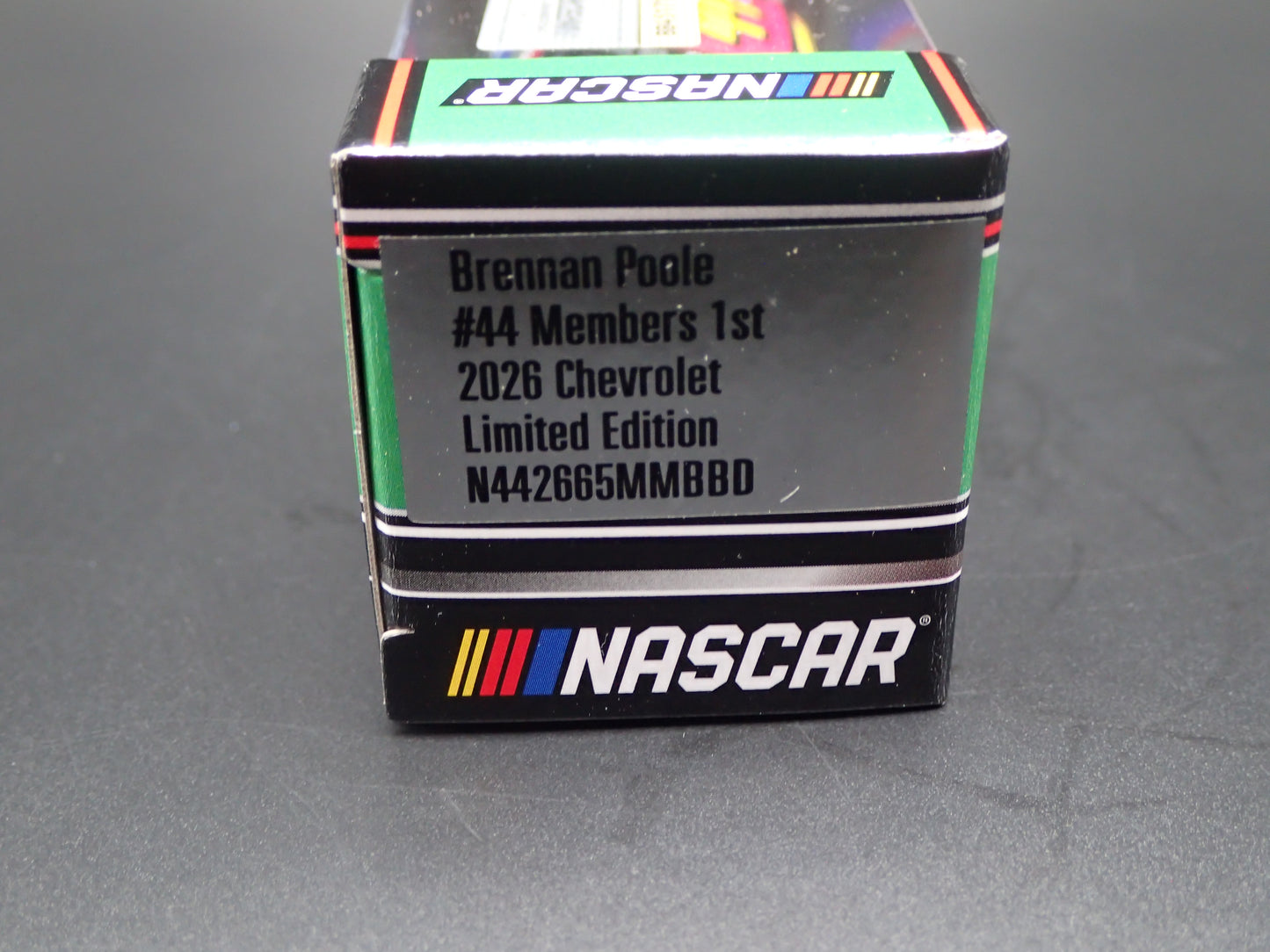 2026 26 CHEVROLET #44 BRENNAN POOLE MEMBERS 1ST NASCAR 1:64 SCALE DIECAST CAR
