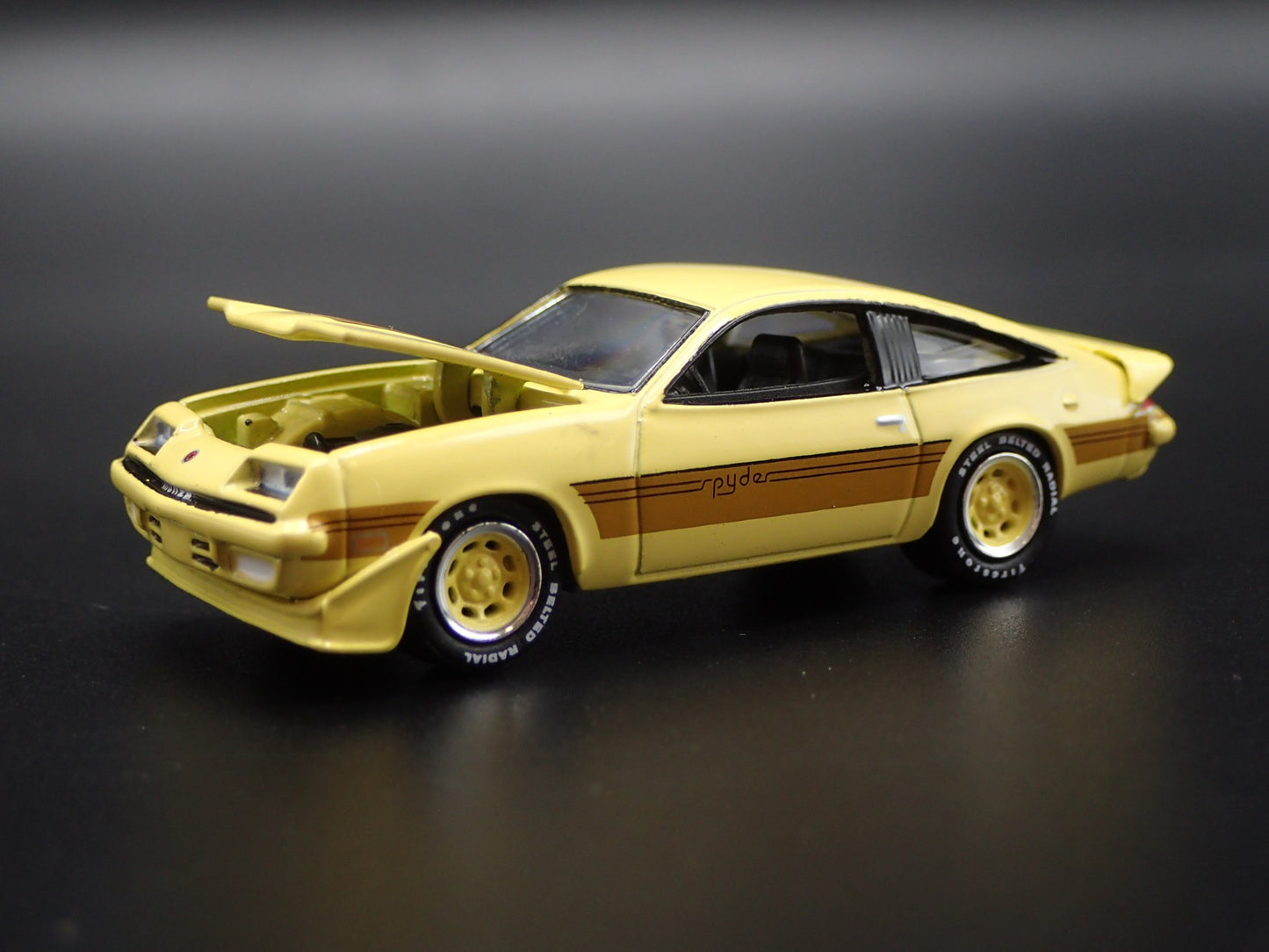 1980 80 CHEVY CHEVROLET MONZA SPYDER YELLOW 1/64 SCALE DIORAMA DIECAST MODEL CAR