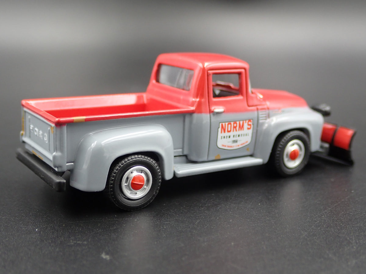 1956 56 FORD F100 PICKUP TRUCK SNOW PLOW RARE 1:64 SCALE DIECAST MODEL CAR-Burning Rubber Toy Company