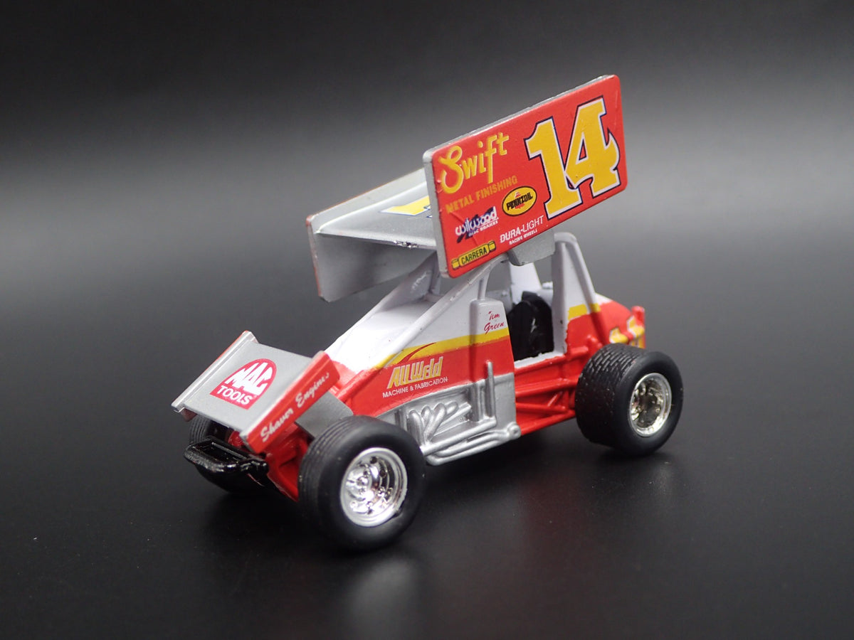 SPRINT CAR #14 TIM GREEN SWIFT METAL FINISH 1:64 SCALE DIORAMA DIECAST MODEL CAR-Burning Rubber Toy Company