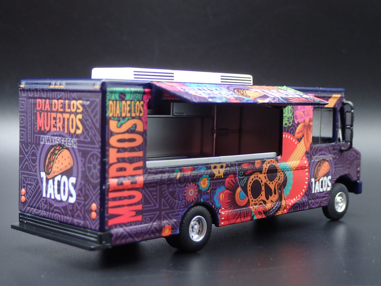 DELIVERY STEP VAN TACOS FOOD TRUCK DIA DE LOS MUERTOS 1:64 SCALE DIECAST MODEL