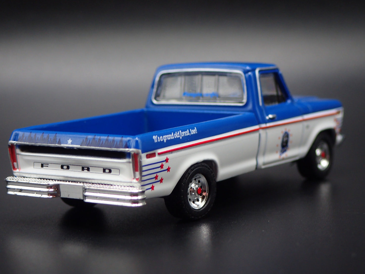 1976 76 FORD F250 PICKUP TRUCK SMOKEY BEAR BLUE 1/64 SCALE DIECAST MODEL CAR