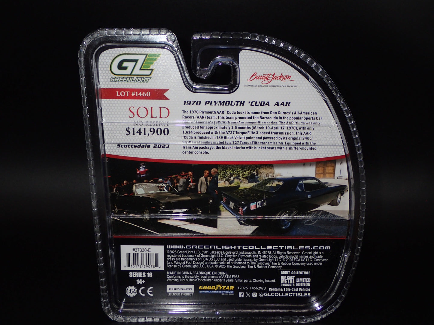 2025 GREENLIGHT 1970 PLYMOUTH CUDA AAR BARRETT JACKSON 16 1:64 RAW SUPER CHASE