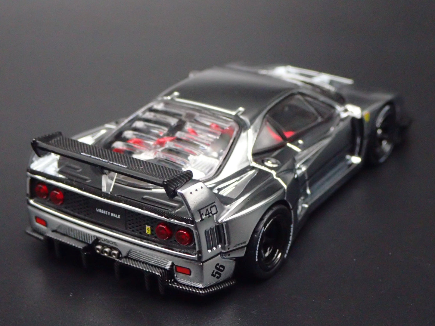 1987-1992 FERRARI F40 LBWK LIBERTY WALK CHROME 1:64 SCALE DIECAST MODEL CAR