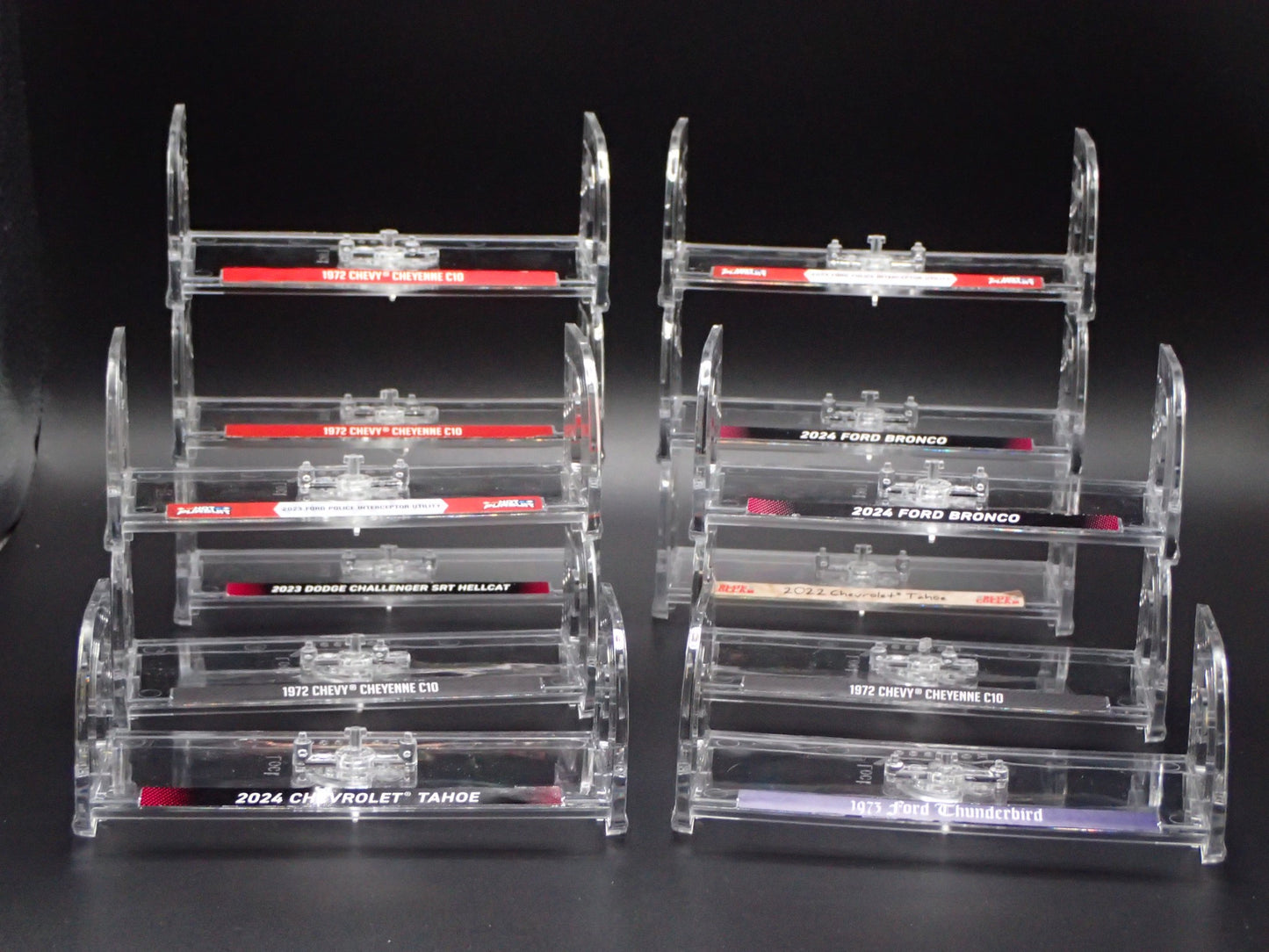 LOT OF 12 1/64 PLASTIC STACKABLE DISPLAY STANDS FOR DIECAST MODEL CARS AND TRUCK