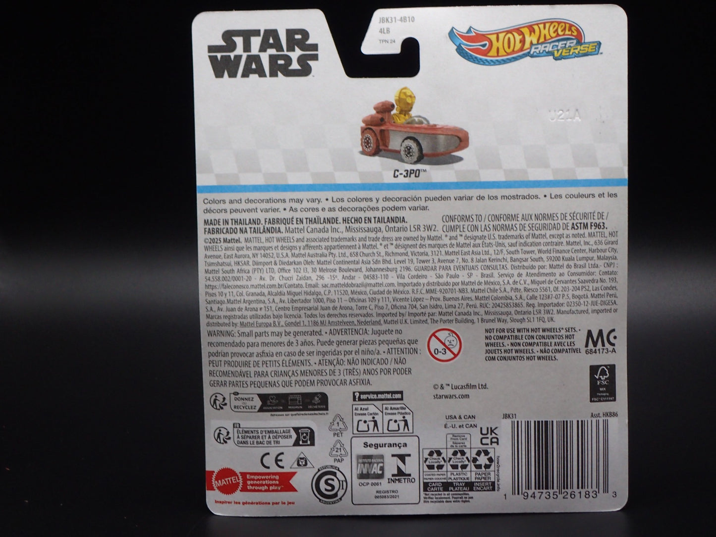2025 HOT WHEELS RACER VERSE STAR WARS C-3PO BRAND NEW