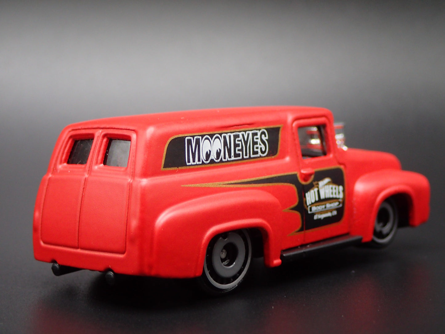 1956 56 FORD F100 PANEL DELIVERY VAN MOONEYES RED 1:64 SCALE DIECAST MODEL CAR