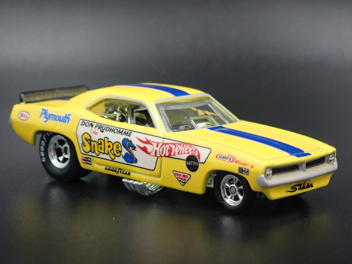 1972 PLYMOUTH CUDA SNAKE DON PRUDHOMME HOT WHEELS 1:64 SCALE DIECAST MODEL CAR-Burning Rubber Toy Company