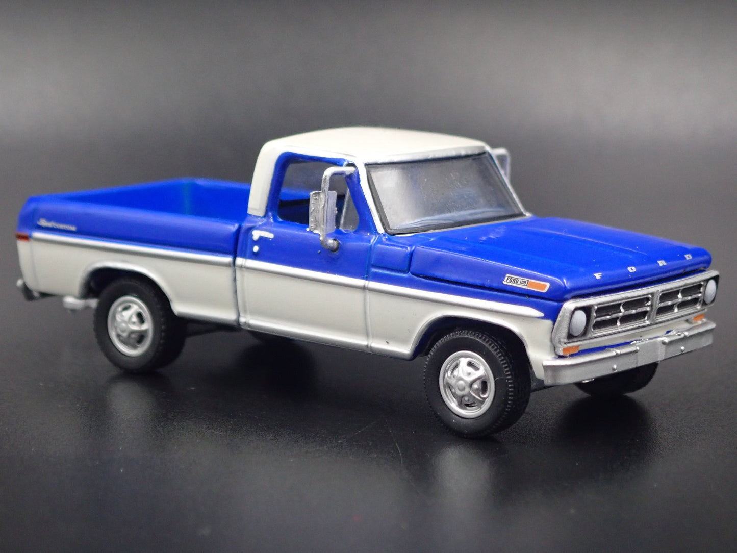1972 FORD F100 SHORT BED PICKUP TRUCK W HITCH BLUE 1/64 SCALE DIECAST MODEL CAR