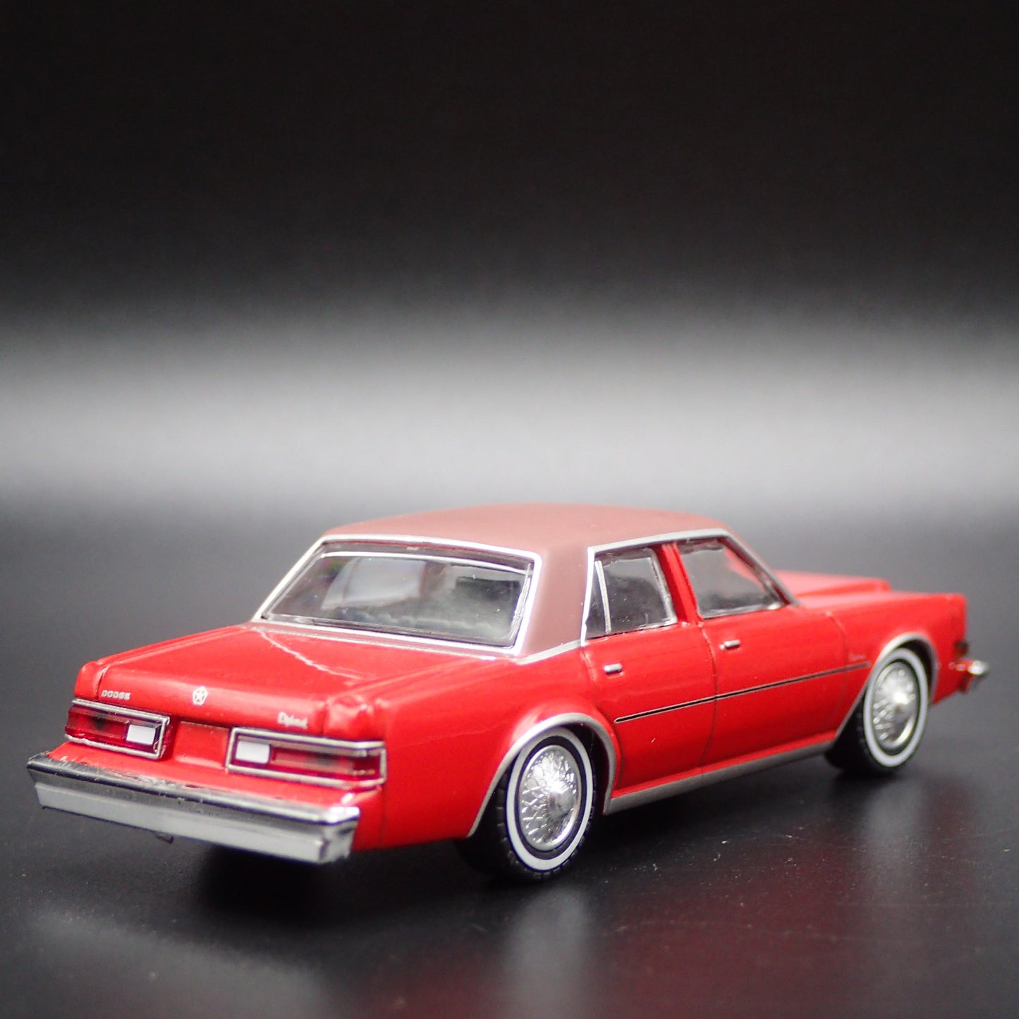 1983 83 DODGE DIPLOMAT 4 FOUR DOOR RED RARE 1:64 SCALE DIORAMA DIECAST MODEL CAR
