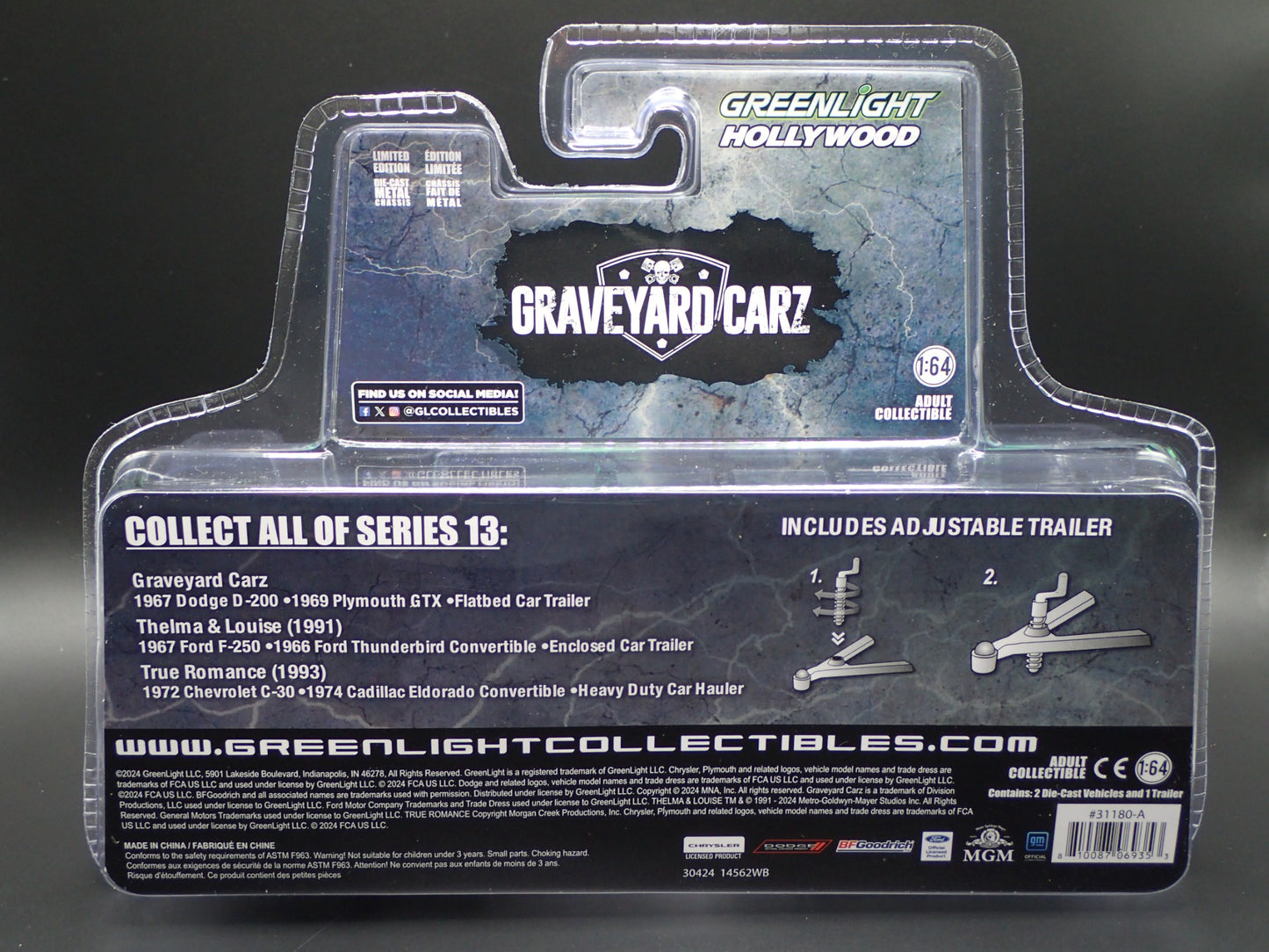 2025 GREENLIGHT GREEN MACHINE GRAVEYARD CARZ D200, GTX HOLLYWOOD HITCH TOW 13