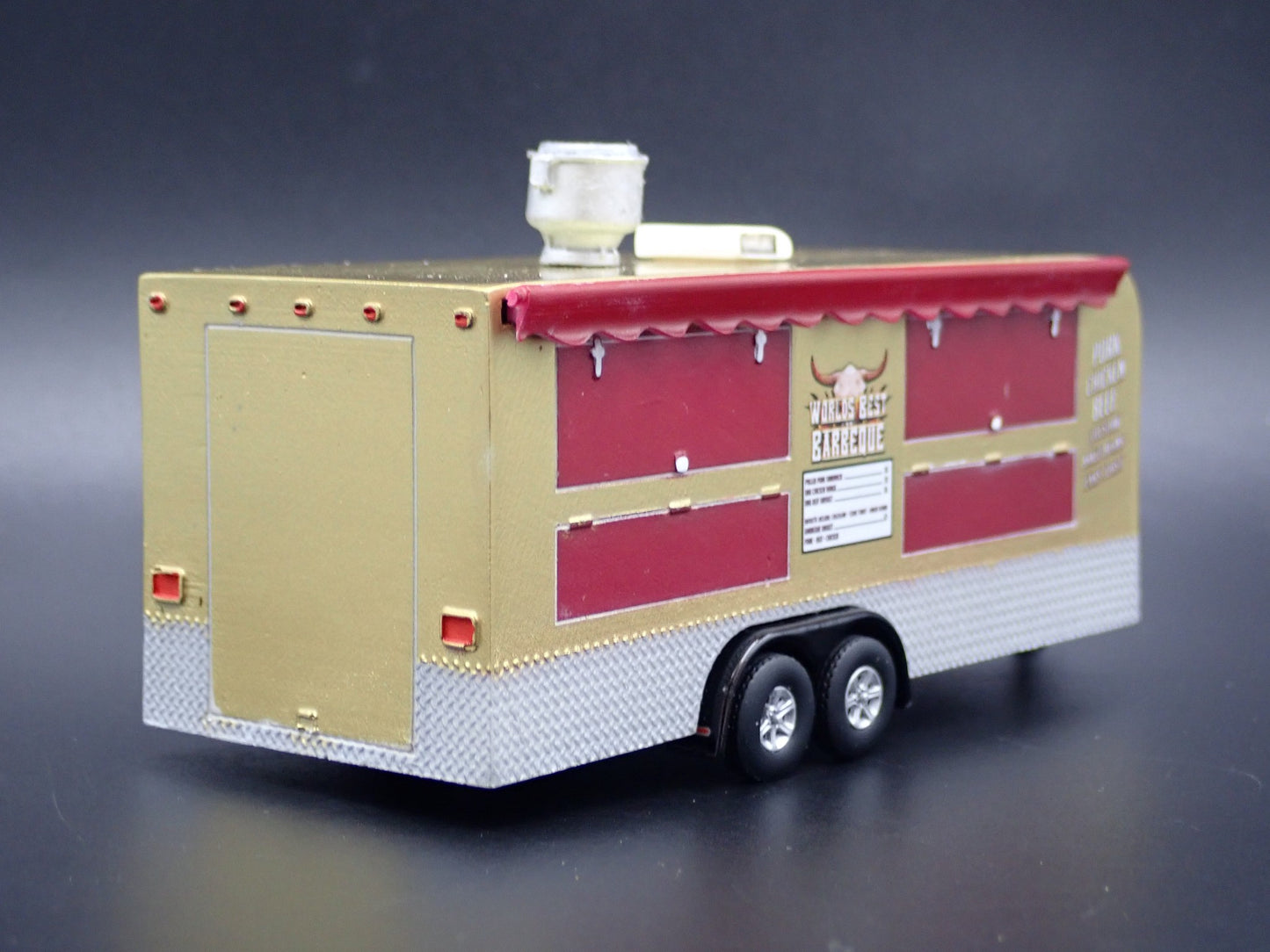 WORLDS BEST BARBEQUE FOOD TRAILER RARE 1:64 SCALE DIORAMA DIECAST MODEL CAR