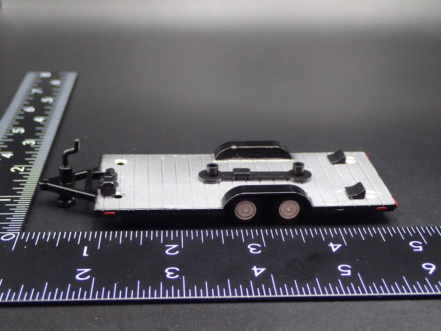 OPEN FLATBED CAR TRAILER w/ HITCH BLACK 1:64 SCALE COLLECTIBLE DIECAST MODEL