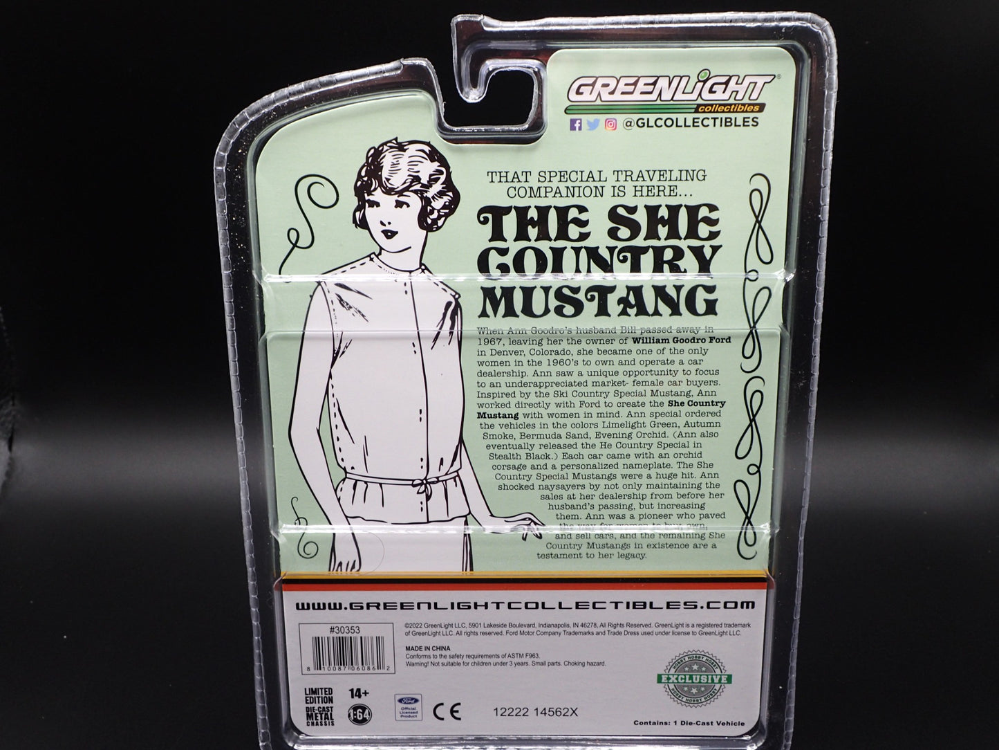 1967 FORD MUSTANG COUPE SHE COUNTRY 2022 GREENLIGHT GREEN MACHINE HOBBY CHASE