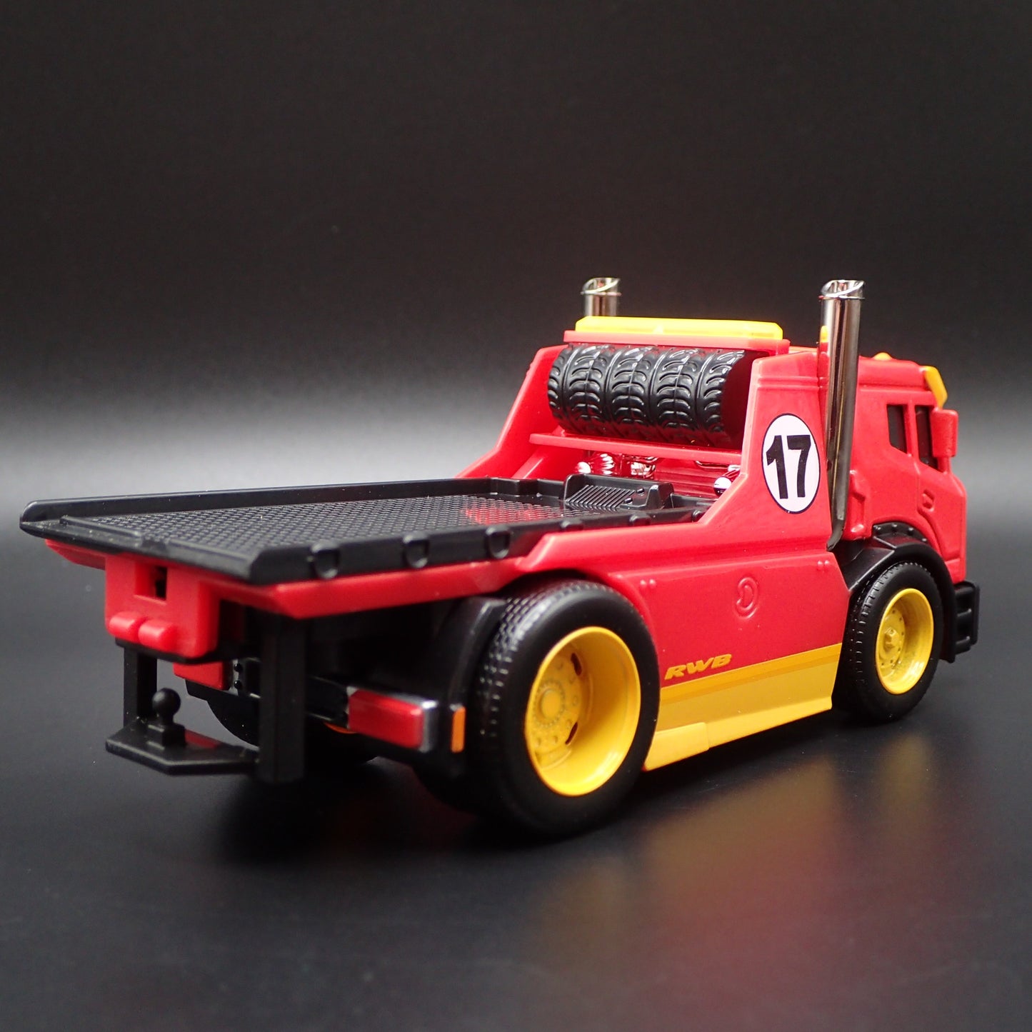 MODERN CUSTOM FLATBED CAR HAULER RWB RAUH WELT RED 1:64 SCALE DIECAST MODEL CAR