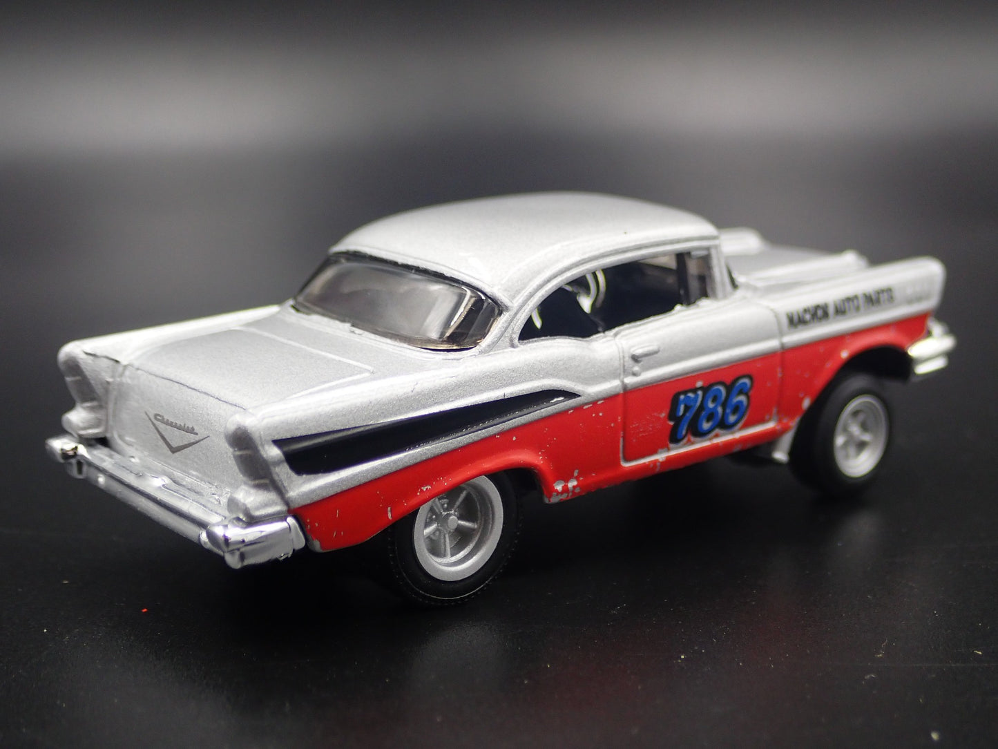 1957 57 CHEVY CHEVROLET BEL AIR GASSER NHRA SILVER 1:64 SCALE DIECAST MODEL CAR