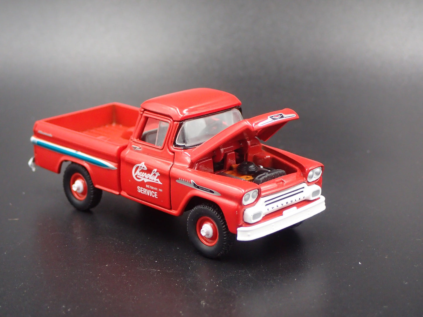 1958 CHEVY CHEVROLET APACHE TRUCK 4X4 RED 1:64 SCALE DIORAMA DIECAST MODEL CAR