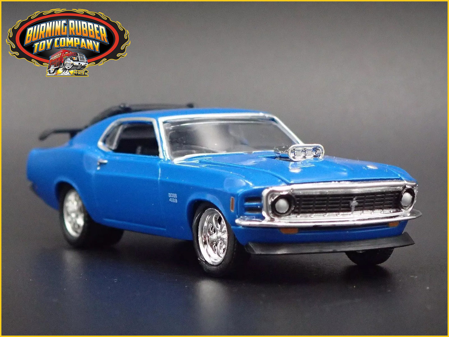 1970 70 FORD MUSTANG BOSS 429 FASTBACK BLUE 1:64 SCALE DIORAMA DIECAST MODEL CAR