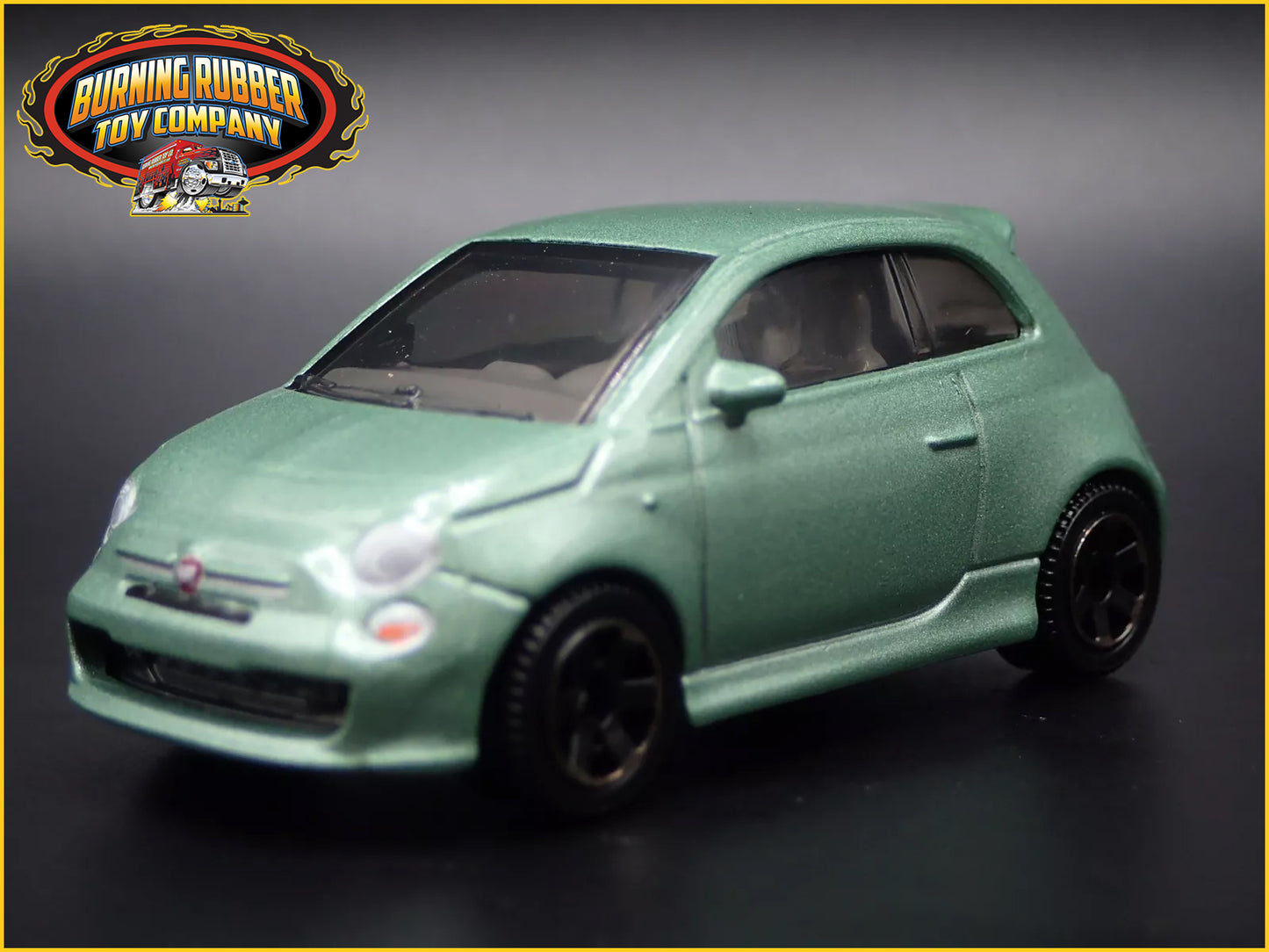 2007-2025 FIAT 500 TURBO GREEN 1/64 SCALE COLLECTIBLE DIORAMA DIECAST MODEL CAR