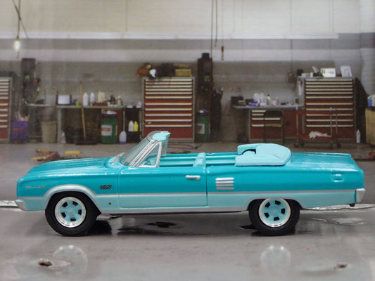 1966 DODGE HEMI CORONET CONVERTIBLE 1/64 DIECAST LIMITED COLLECTIBLE DIORAMA CAR-Burning Rubber Toy Company