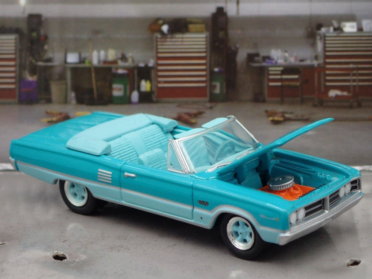 1966 DODGE HEMI CORONET CONVERTIBLE 1/64 DIECAST LIMITED COLLECTIBLE DIORAMA CAR-Burning Rubber Toy Company