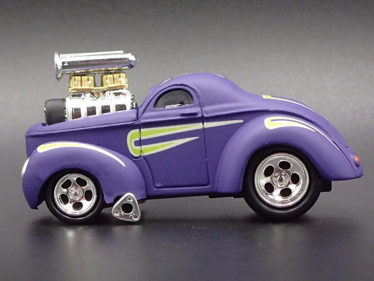 1941 41 WILLYS COUPE w/ BLOWER NHRA RARE 1:64 SCALE DIORAMA DIECAST MODEL CAR-Burning Rubber Toy Company