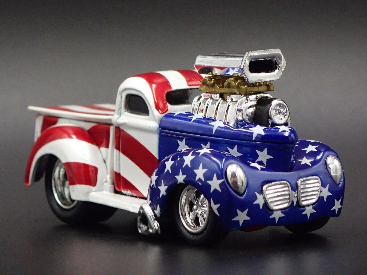 1940 40 WILLYS GASSER PICKUP TRUCK USA 1:64 SCALE DIORAMA DIECAST MODEL CAR-Burning Rubber Toy Company