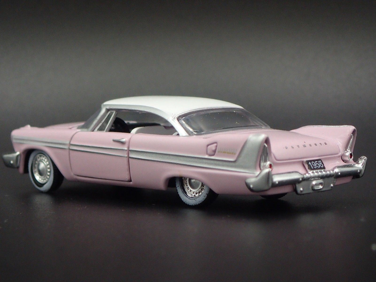 1958 58 PLYMOUTH BELVEDERE PINK 1:64 SCALE COLLECTIBLE DIORAMA DIECAST MODEL CAR