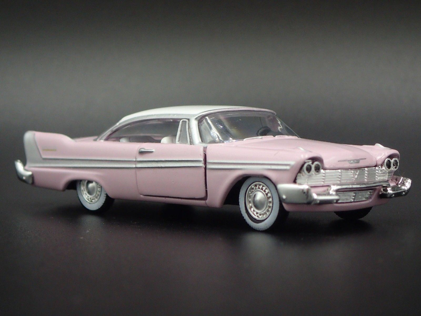 1958 58 PLYMOUTH BELVEDERE PINK 1:64 SCALE COLLECTIBLE DIORAMA DIECAST MODEL CAR