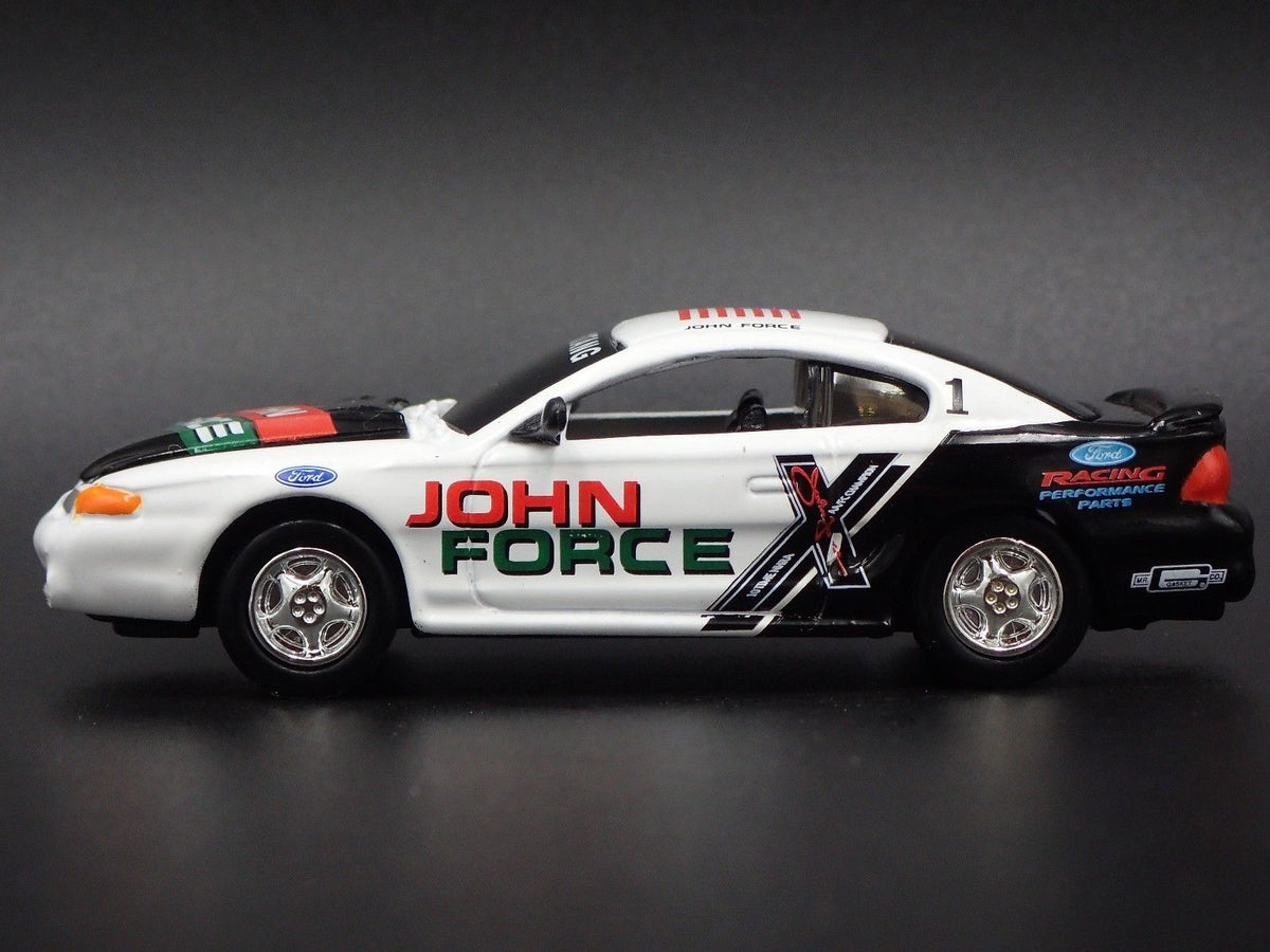 1997 FORD MUSTANG JOHN FORCE RARE 1/64 COLLECTIBLE DIORAMA DIECAST MODEL CAR-Burning Rubber Toy Company
