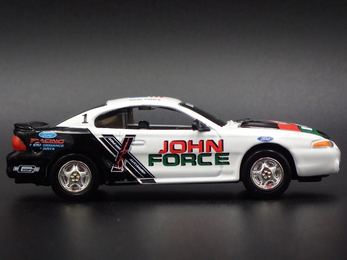 1997 FORD MUSTANG JOHN FORCE RARE 1/64 COLLECTIBLE DIORAMA DIECAST MODEL CAR-Burning Rubber Toy Company