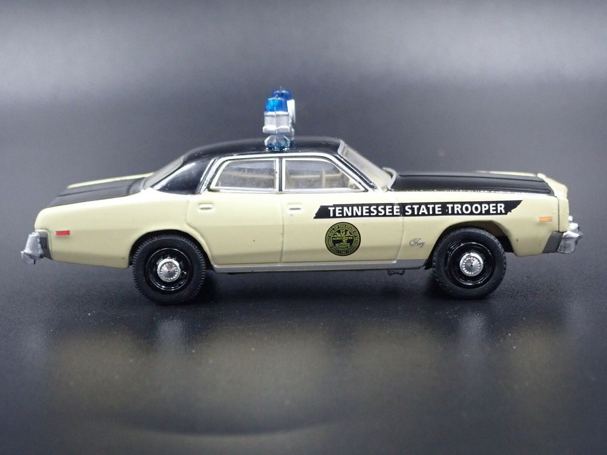 1977 77 PLYMOUTH FURY TENNESSEE STATE POLICE RARE 1:64 SCALE DIECAST MODEL CAR-Burning Rubber Toy Company