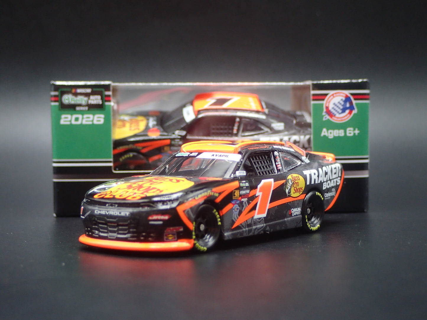 2026 26 CHEVROLET #1 CARSON KVAPIL BASS PRO SHOPS NASCAR 1:64 SCALE DIECAST CAR