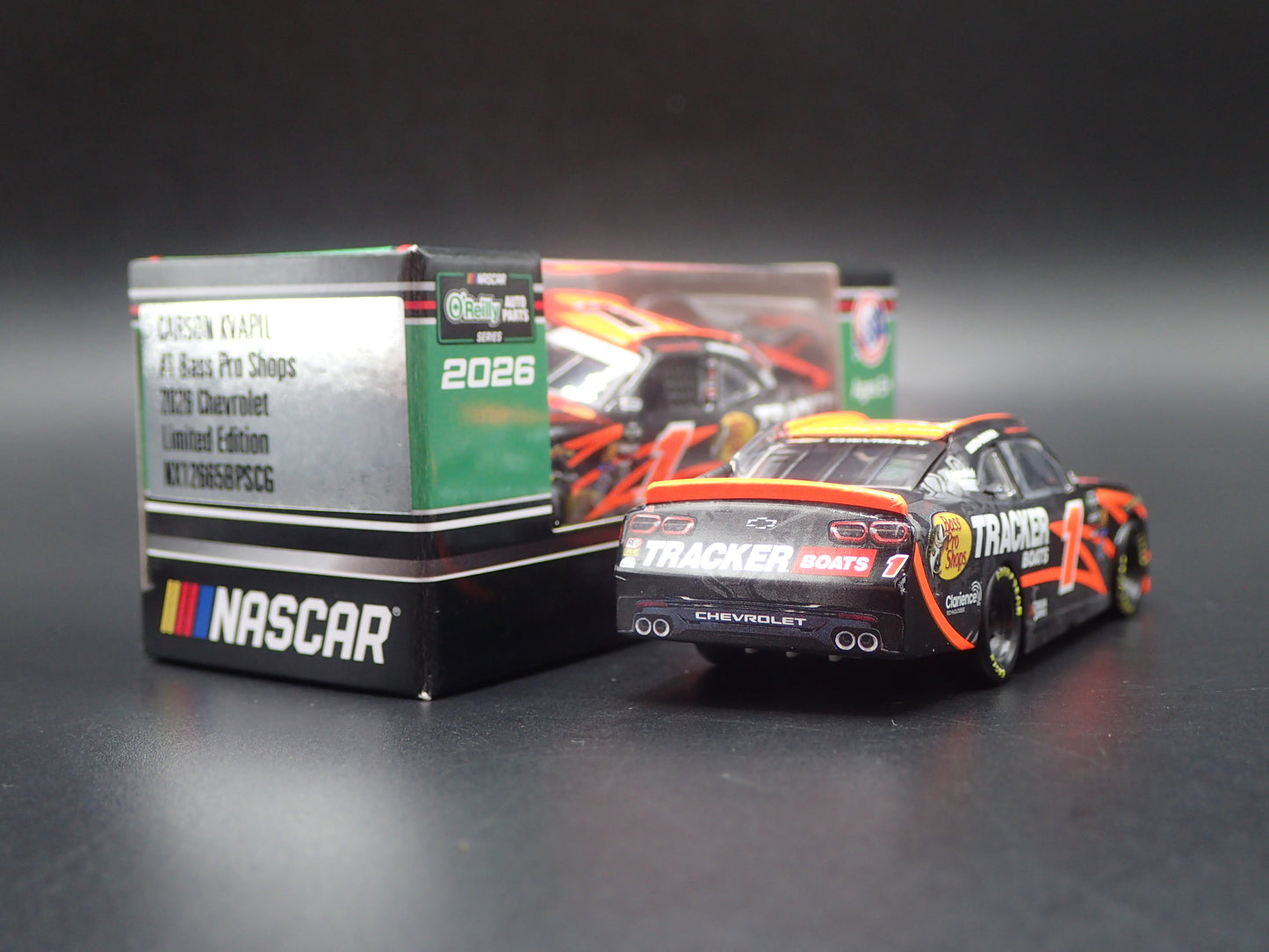 2026 26 CHEVROLET #1 CARSON KVAPIL BASS PRO SHOPS NASCAR 1:64 SCALE DIECAST CAR