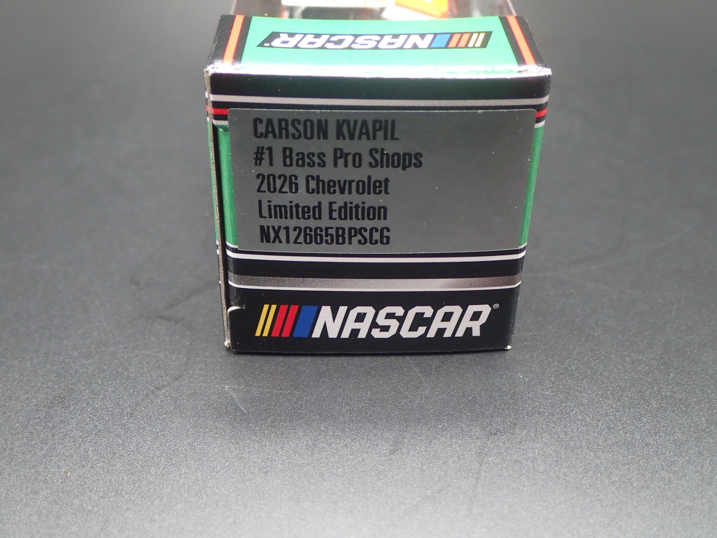 2026 26 CHEVROLET #1 CARSON KVAPIL BASS PRO SHOPS NASCAR 1:64 SCALE DIECAST CAR