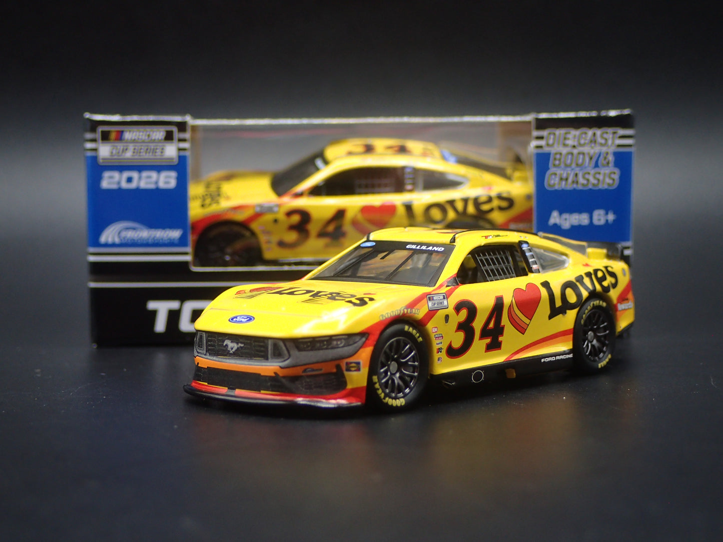 2026 26 FORD MUSTANG #34 TODD GILLILAND LOVE'S NASCAR 1:64 SCALE DIECAST CAR