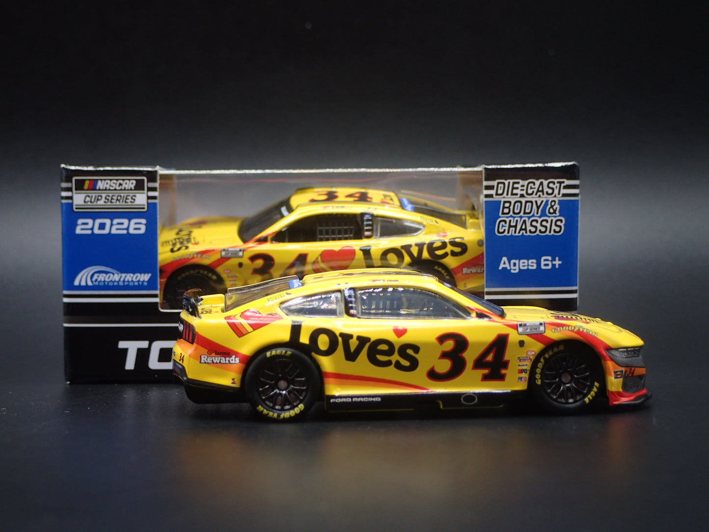 2026 26 FORD MUSTANG #34 TODD GILLILAND LOVE'S NASCAR 1:64 SCALE DIECAST CAR