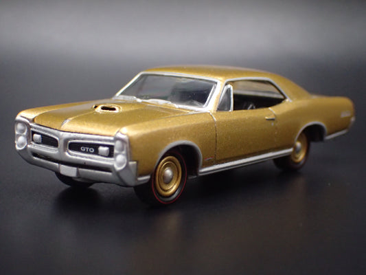 1966 66 PONTIAC GTO MUSCLE CAR GOLD 1/64 SCALE COLLECTIBLE DIECAST MODEL CAR-Burning Rubber Toy Company