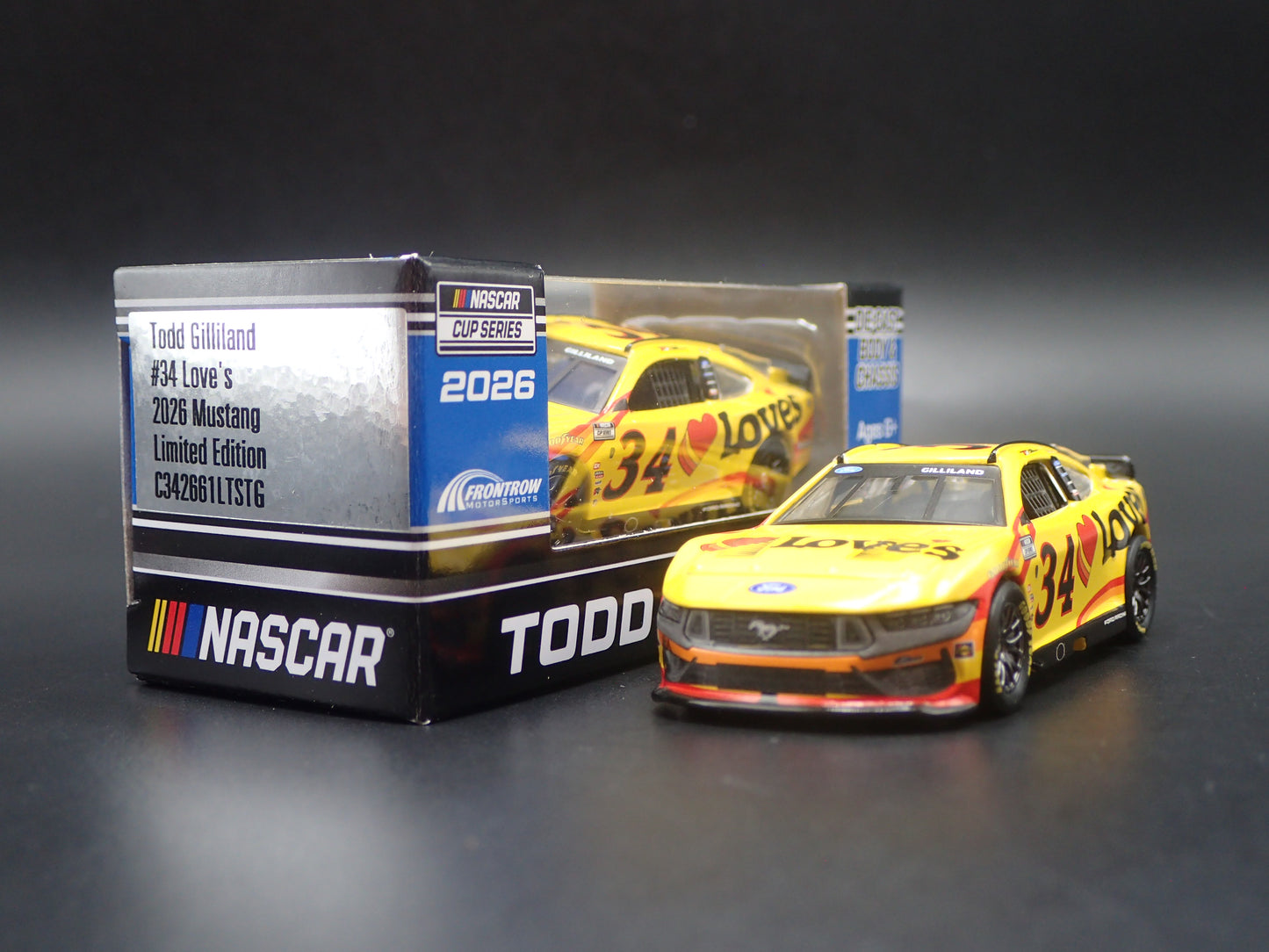 2026 26 FORD MUSTANG #34 TODD GILLILAND LOVE'S NASCAR 1:64 SCALE DIECAST CAR