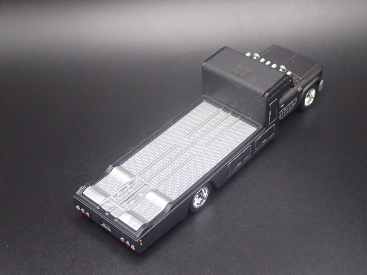 VINTAGE RACING FLATBED CAR HAULER TRUCK BLACK 1/64 SCALE DIECAST MODEL CAR
