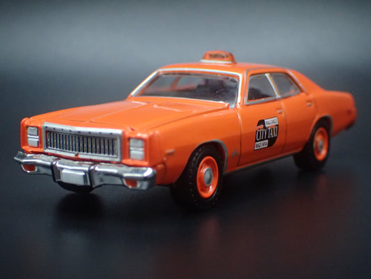 1977 77 PLYMOUTH FURY TAXI CAB BINGHAMTON NY 1:64 SCALE ECAST MODEL CAR-Burning Rubber Toy Company