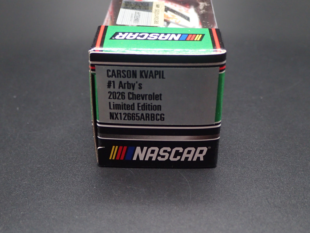 2026 26 CHEVROLET #1 CARSON KVAPIL ARBYS NASCAR 1:64 SCALE DIORAMA DIECAST CAR