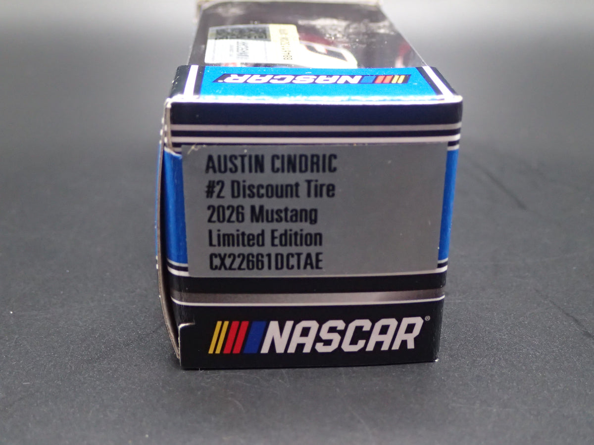 2026 26 FORD MUSTANG #2 AUSTIN CINDRIC DISCOUNT TIRE NASCAR 1:64 SCALE DIECAST CAR
