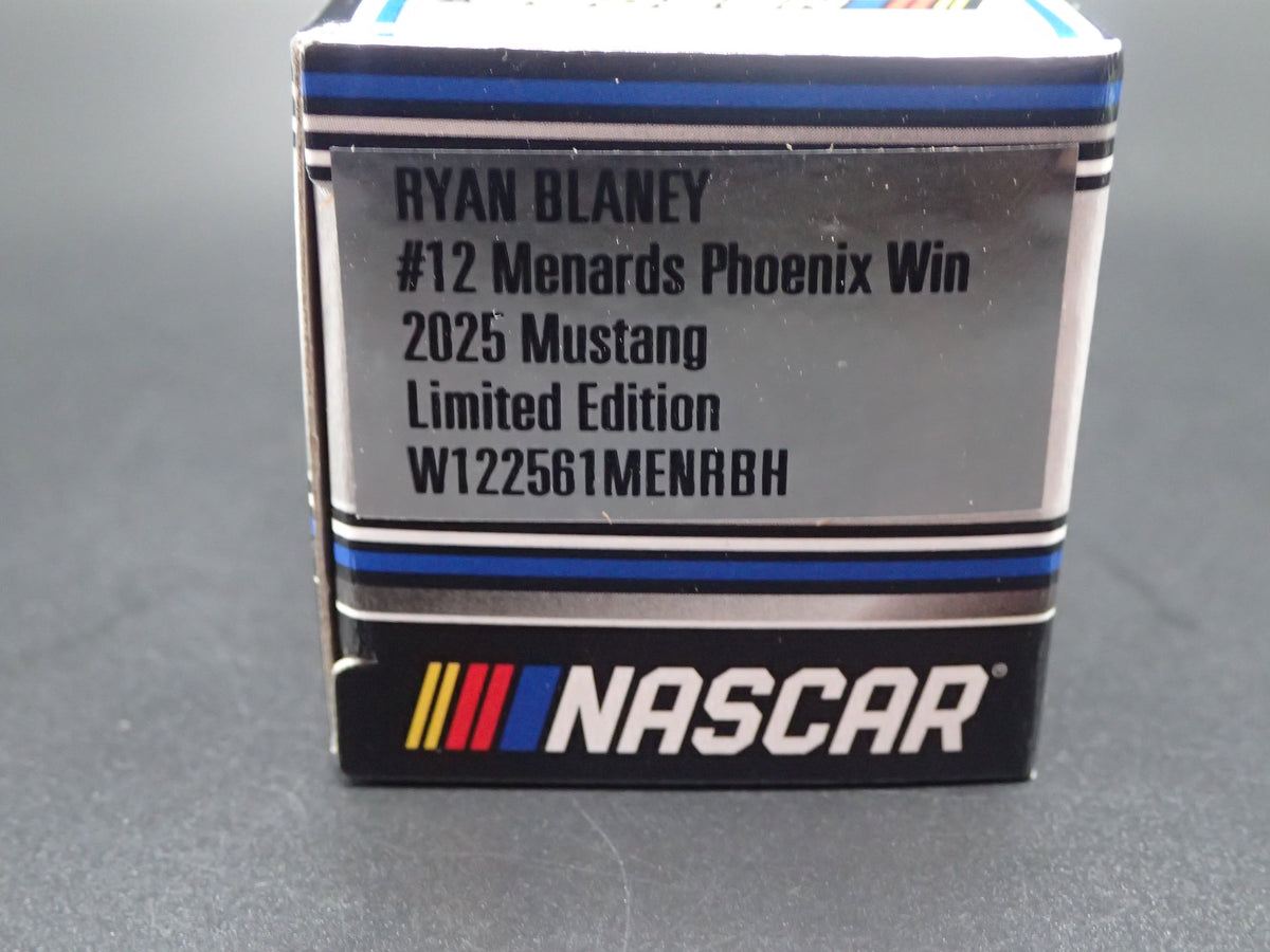 2025 25 FORD MUSTANG #12 RYAN BLANEY MENARDS DUTCH WIN NASCAR 1:64 DIECAST CAR