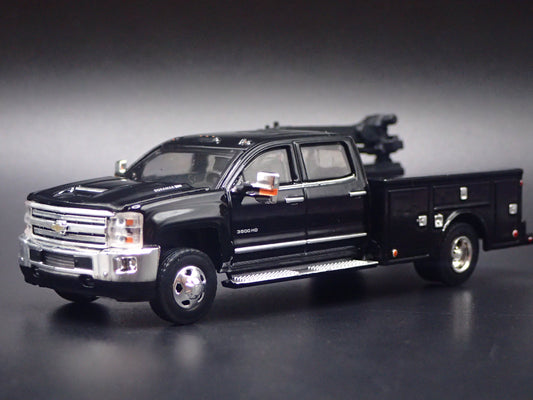 2016 16 CHEVY SILVERADO 3500 DUALLY CRANE TRUCK BLACK 1:64 SCALE DIECAST CAR